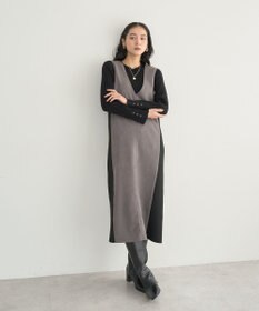 YECCA VECCA ニット切替フェイクスエードジャンスカ