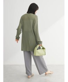 Green Parks 推しニット　リブ編みミドル丈カーディガン