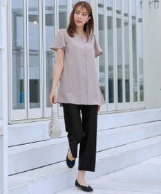 Tiaclasse 【洗える】フロントタックフレアスリーブチュニックブラウス