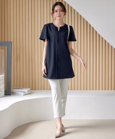 Tiaclasse 【洗える】フロントタックフレアスリーブチュニックブラウス