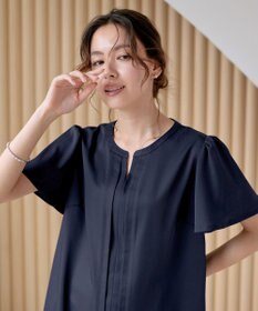 Tiaclasse 【洗える】フロントタックフレアスリーブチュニックブラウス