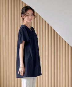 Tiaclasse 【洗える】フロントタックフレアスリーブチュニックブラウス