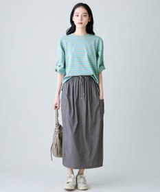 ANY L ツイストスリーブボーダートップス