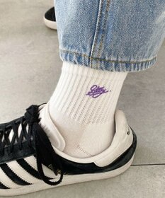 WEGO カラーロゴ刺繍アンクルパイルソックス