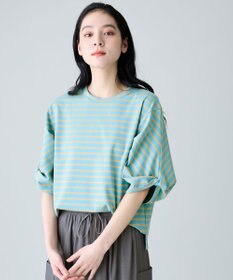 ANY L ツイストスリーブボーダートップス