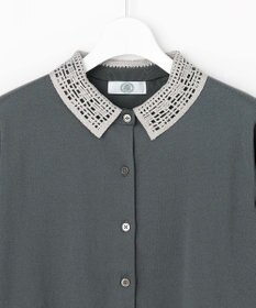 J.PRESS LADIES S 【2WAY】レースカラーコンビ カーディガン