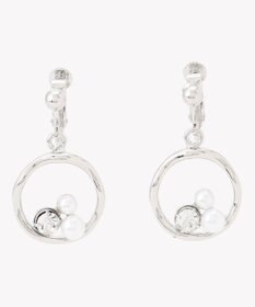 ANY SIS フープパール調ストーン イヤリング