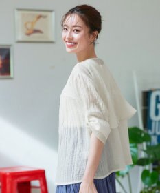 Tiaclasse 【洗える】楊柳バックフリルブルゾン