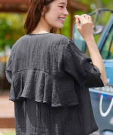 Tiaclasse 【洗える】楊柳バックフリルブルゾン