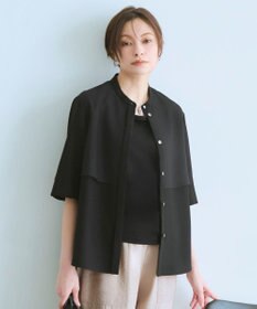 ICB 【WEB限定カラーあり】 FluidBackSatin バンドカラーシャツ ブラック