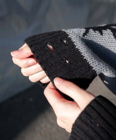 WEGO クロスダメージニットBIGブルゾン