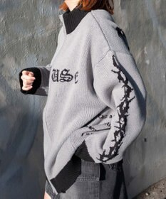 WEGO クロスダメージニットBIGブルゾン