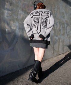 WEGO クロスダメージニットBIGブルゾン