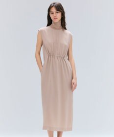 BEIGE， 【洗える】FLEUR / ニットコンビハイネックノースリーブドレス