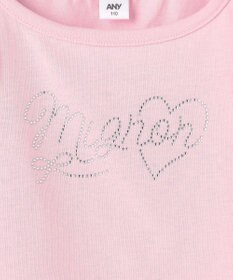 ANY KIDS 【綿100%】肩リボン×ラインストーンロゴ 半袖Tシャツ