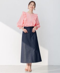 組曲 【WEB限定色あり】レースコンビシャーティング ブラウス