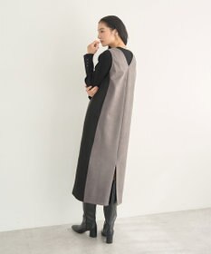 YECCA VECCA ニット切替フェイクスエードジャンスカ