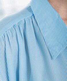 Tiaclasse L 【洗える】フレンチスリーブシャツチュニックブラウス