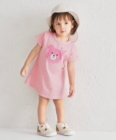 MIKI HOUSE HOT BISCUITS 【80-120cm】カラフルビーンズ フェイスプリント 半袖ワンピース