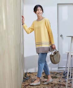 Tiaclasse L 【洗える】カラー配色ニットチュニック