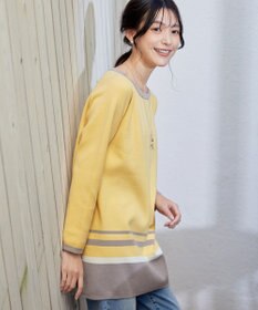 Tiaclasse L 【洗える】カラー配色ニットチュニック