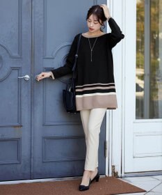 Tiaclasse L 【洗える】カラー配色ニットチュニック