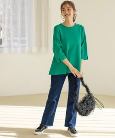 ANY SIS L 【美Denimシリーズ】センタープレスセミフレア デニム