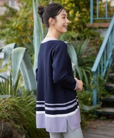 Tiaclasse L 【洗える】カラー配色ニットチュニック