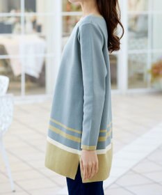 Tiaclasse L 【洗える】カラー配色ニットチュニック