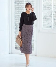 Tiaclasse L 【洗える】花柄レースマーメイドスカート