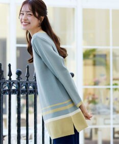 Tiaclasse L 【洗える】カラー配色ニットチュニック