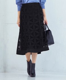 Tiaclasse L 【洗える】花柄レースマーメイドスカート