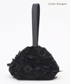 自由区 【カトリエムブーケ】Tweed a fleurs et rubans     ミニバッグ ブラック