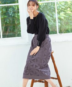 Tiaclasse L 【洗える】花柄レースマーメイドスカート