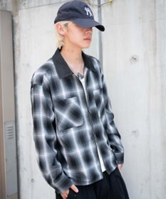 WEGO 【ユニセックス着用ITEM/MLサイズ展開】オンブレチェックシャツジャケット