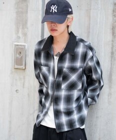 WEGO 【ユニセックス着用ITEM/MLサイズ展開】オンブレチェックシャツジャケット