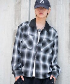 WEGO 【ユニセックス着用ITEM/MLサイズ展開】オンブレチェックシャツジャケット