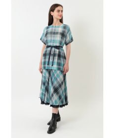 DAKS ビッグトランスチェックシフォンブラウス