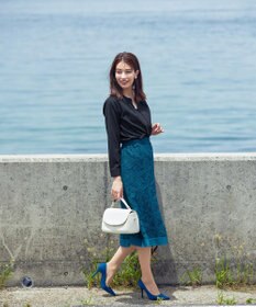 Tiaclasse L 【洗える】花柄レースマーメイドスカート