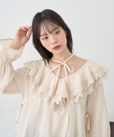 earth music&ecology 【綿100％】サイドリボンラッフルミニワンピース