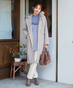 Tiaclasse 2WAYフード付きフェイクウールコート