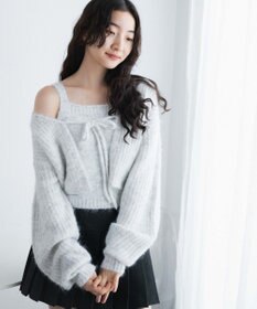 WEGO アンサンブルニットリボンカーデ