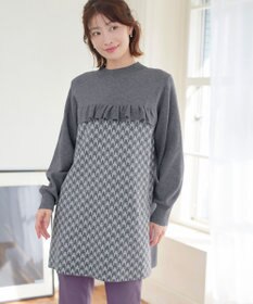 Tiaclasse L 【洗える】ジャカードフリルチュニック