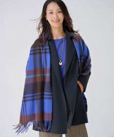 J.PRESS LADIES カシミヤチェック マフラー ブルー系
