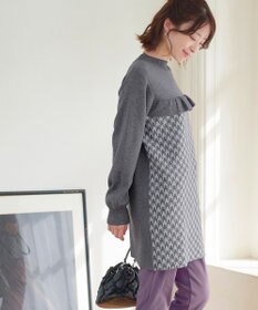 Tiaclasse L 【洗える】ジャカードフリルチュニック