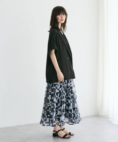 YECCA VECCA アート柄シアーロングスカート