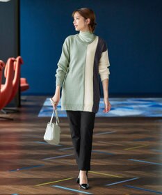 Tiaclasse 【洗える】配色ニットチュニック