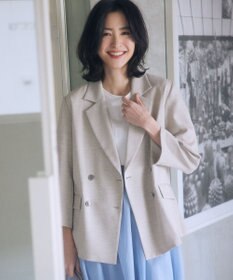 組曲 【加藤ローサさん着用】ライトリネンライク ジャケット ベージュ系