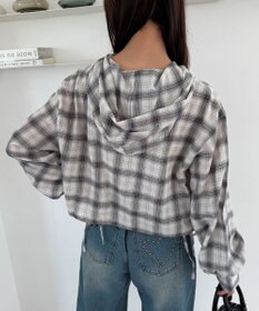 WEGO チェックショートフードシャツ