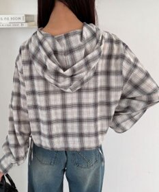 WEGO チェックショートフードシャツ